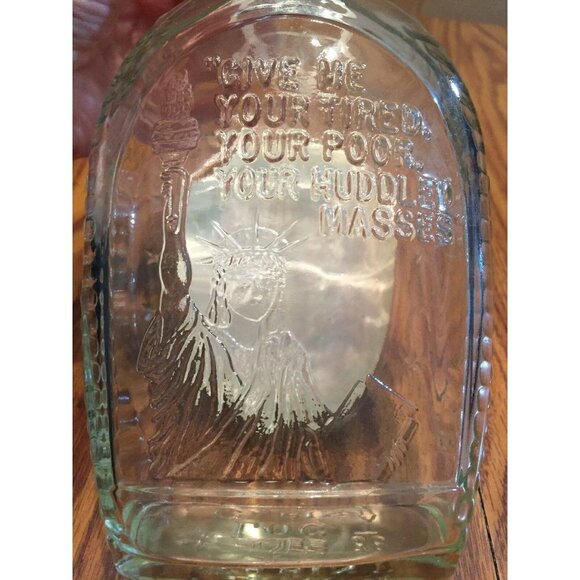 Log Cabin Syrup Bottle Special Collectors Flask Embossed Statute of Liberty 24oz - Picture 5 of 11